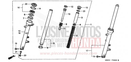 FOURCHETTE AVANT CB600F21 de 2001